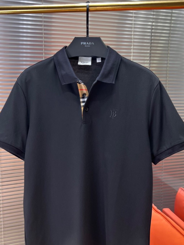 Burberry 巴宝莉25春夏新款男士撞色珠地网眼棉短袖翻领T恤Polo衫，原版珠地棉面料，可商务可