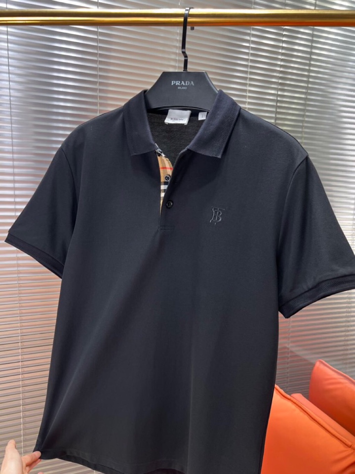  Burberry 巴宝莉25春夏新款男士撞色珠地网眼棉短袖翻领T恤Polo衫，原版珠地棉面料，可商务可