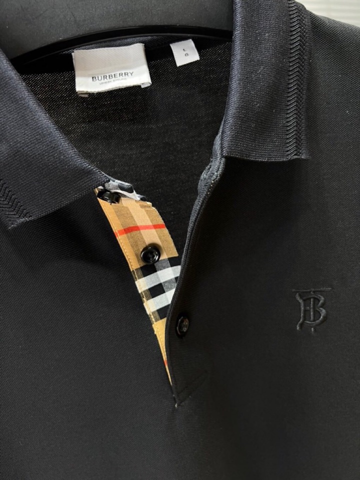  Burberry 巴宝莉25春夏新款男士撞色珠地网眼棉短袖翻领T恤Polo衫，原版珠地棉面料，可商务可