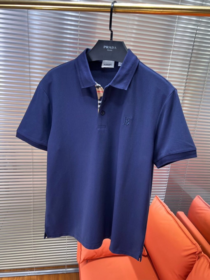  Burberry 巴宝莉25春夏新款男士撞色珠地网眼棉短袖翻领T恤Polo衫，原版珠地棉面料，可商务可