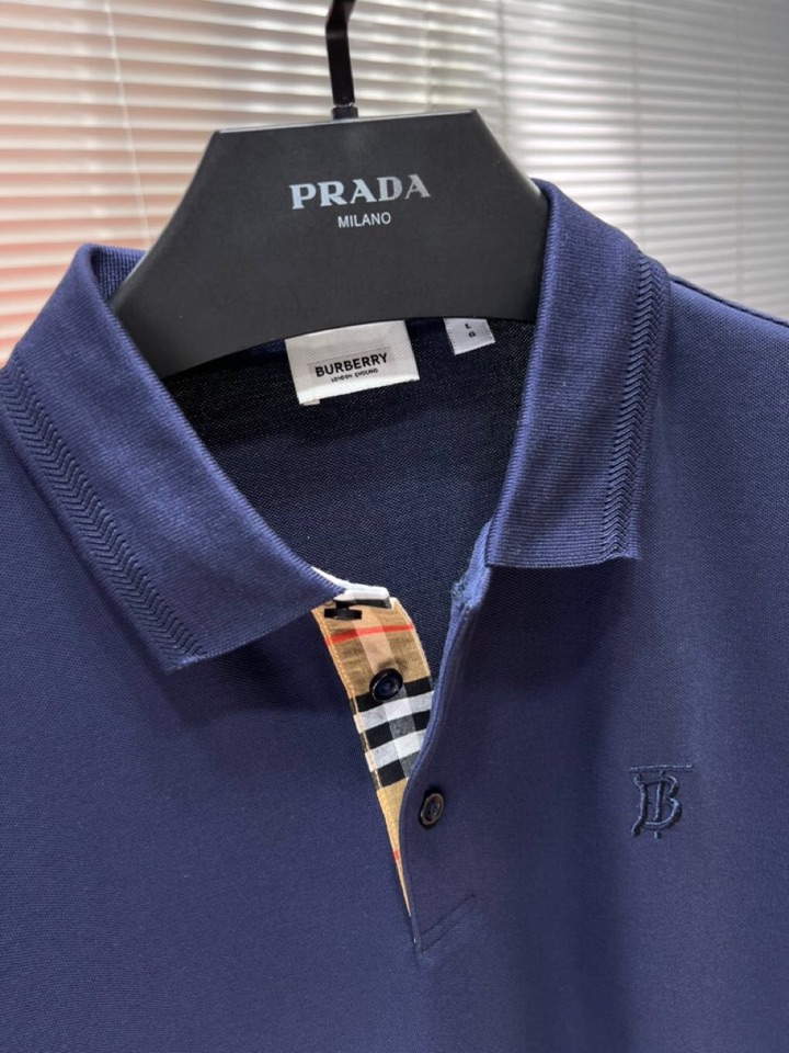  Burberry 巴宝莉25春夏新款男士撞色珠地网眼棉短袖翻领T恤Polo衫，原版珠地棉面料，可商务可