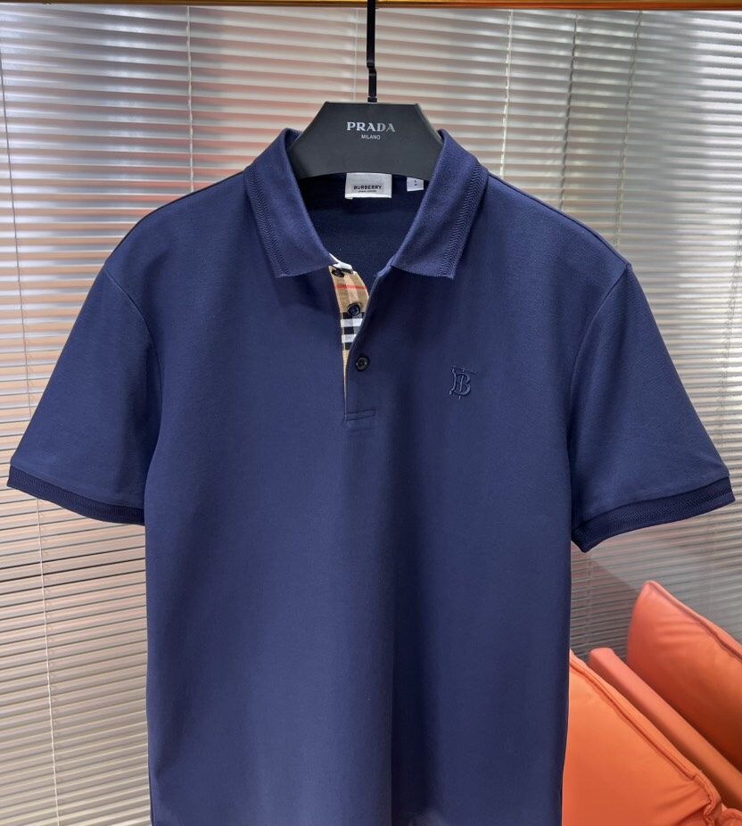  Burberry 巴宝莉25春夏新款男士撞色珠地网眼棉短袖翻领T恤Polo衫，原版珠地棉面料，可商务可