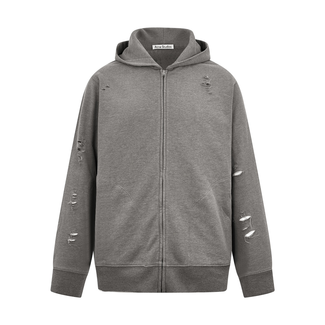 NO:514331,.Acne Studios ripped old logo zipper jacket Custom-made dyed 1:1 gray-green soft cotton cotton sweatshirt material [the fabric and the terry bottom are in the same color configuration (the surface base of the market is different in stock and does not conform to the original version) The fabric order is 2 tons. The simple fabric manufacturing process takes 45 days] The cloud-like touch, delicate and soft, comfortable skin, with a pure gray-green tone, which seems to be the elegance after the years of precipitation, the front is homogeneous and clean fit presentation, the back is engraved with the uninhibited soul of AcneStudios. The clever integration of the hole elements is sprinkled on the black canvas. It is a deliberate rebellion and a break from the constraints of tradition. It is unique in the wave of trend. Craft 1: Use glue printing. The chest printing has been modified three times by the film mesh board. Use glue liquid paint to print patterns on the fabric.  Baking fabrics to fix printing patterns Craft 2: The body is worn by purely manual regular positioning and cracking Hand brushing marks Add texture and depth to the surface of the clothing to imitate the texture of natural wear Craft 3: The fabrics are washed, with better texture, not easy to deform, not easy to shrink, not easy to fade, maintain long-term beauty Customization of auxiliary materials 1:1 Acne Zipper Customization 1:1 Acne trademark Size Loose style S M L XL,,acne studios,dior,hoodie,sweatshirts,jackets & coats,alexander wang19860909.Acne Studios 破洞做旧徽标拉链外套 定制定染1:1灰绿臻柔棉彩棉卫衣料【面布与毛圈底呈同色配置（市场面料现货处面底异色 不符合原版） 面料起订量为2吨 单纯面料制造环节耗时45天】云感般的触感 细腻柔软 舒适贴肤 以一袭纯粹灰绿调 似是岁月沉淀后的优雅 前幅同质化clean fit呈现 后幅镌刻着AcneStudios不羁的灵魂 破洞元素的巧妙融入 在黛黑画布上肆意挥洒 是刻意为之的叛逆 是对传统束缚的挣脱 在潮流的浪潮中独树一帜 工艺1: 采用胶浆印花 胸前印花经过三次菲林网板修改 使用胶浆液体涂料在织物上打印图案 烘烤织物以固定印刷图案 工艺2: 衣身多处皆由纯人工规律性定位磨破 手工刷痕 在衣物表面增加纹理和深度感 以模仿自然磨损的质感 工艺3: 面料都经过浇洗 手感质感更佳 不易变形 不易缩水 不易褪色 保持长久的美观 辅料定制1:1 Acne 拉链 定制1:1 Acne 商标 版型 宽松版型 尺码 S M L XL,,acne studios,dior,hoodie,sweatshirts,jackets & coats,alexander wang,Men's clothing