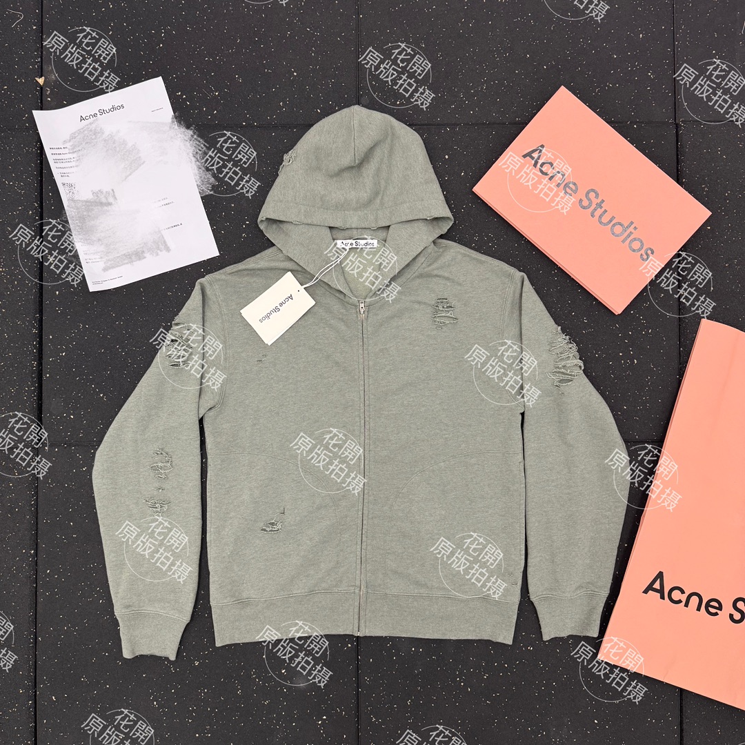 。Acne Studios 破洞做旧徽标拉链外套
定制定染11灰绿臻柔棉彩棉卫衣料 【面布与毛圈底呈同色