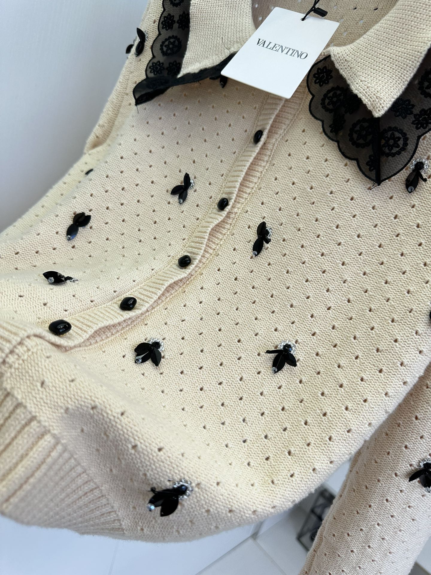 Elegant Beaded Peter Pan Collar Knit Cardigan - Chic & Timeless Style 9 i1755924565 705 7