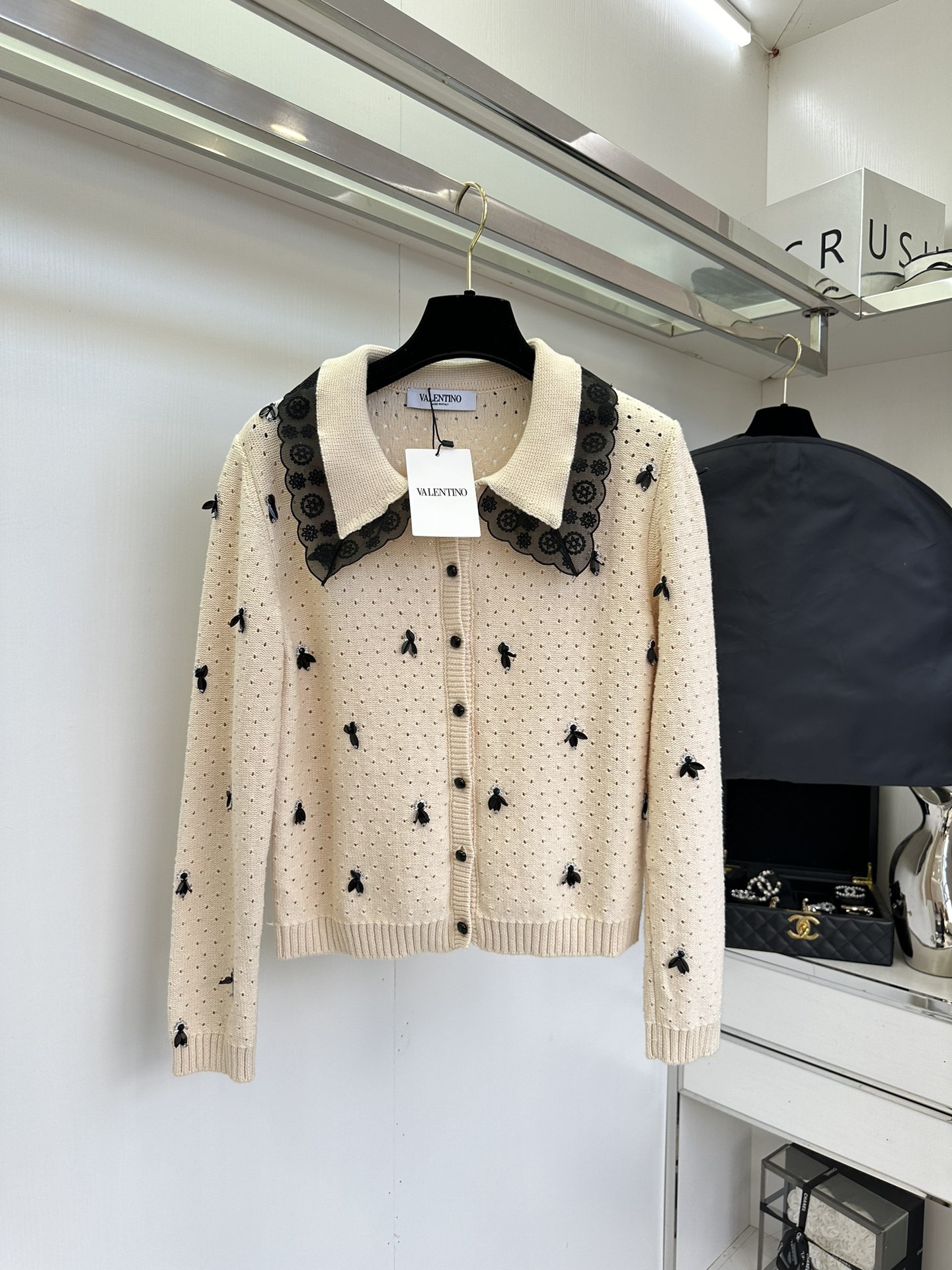 Elegant Beaded Peter Pan Collar Knit Cardigan - Chic & Timeless Style 2 i1755924565 8321 0