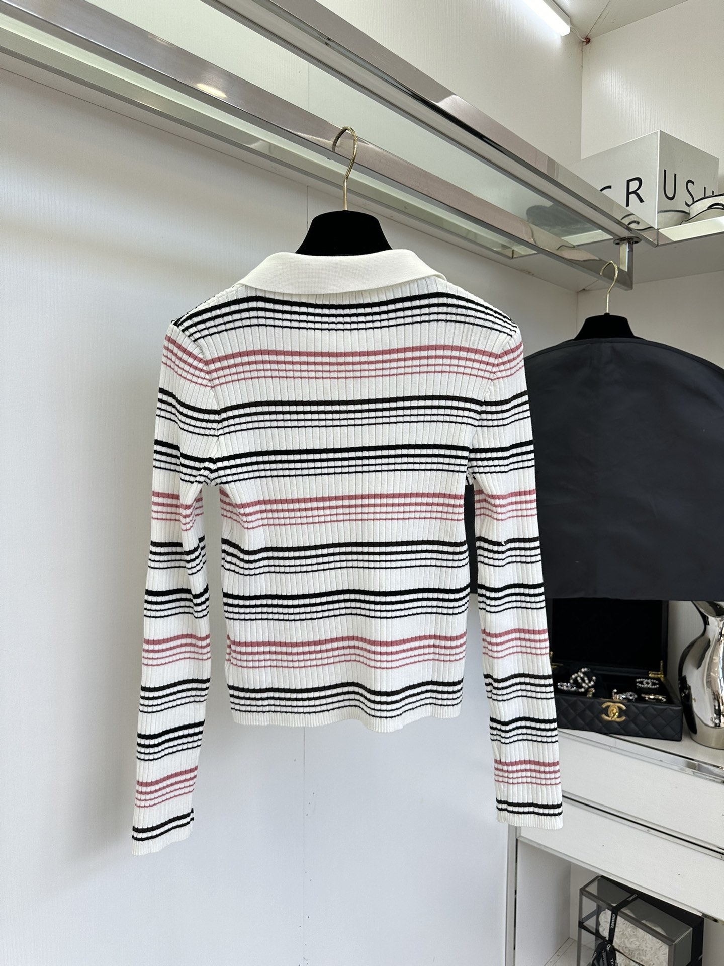 Striped Knit Cardigan with Zipper Closure and Sweet Collar 3 i1755925052 5341 1