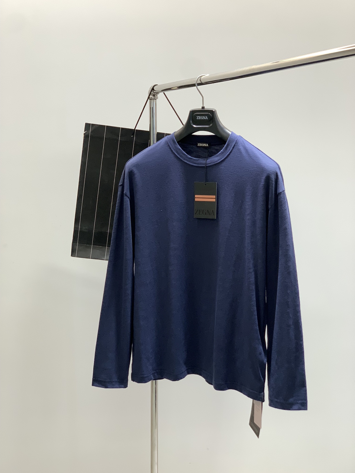 Zegna Blauw Katoen-Polyester Blend Lange Mouw Top - Dames Luxe Kleding