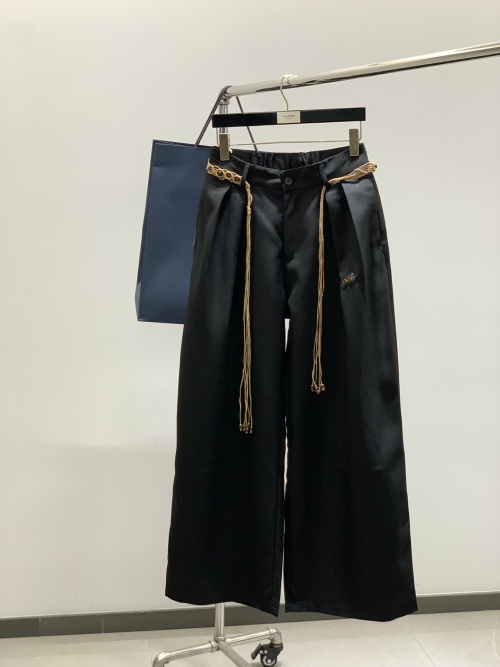 Dior Wide Leg Casual Pants with Braided Belt - Autumn 2025 Collection 1 Dior Wide Leg Casual Pants with Braided Belt - Autumn 2025 Collection