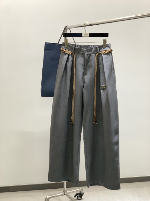 Dior Women's Casual Wide Leg Pants with Braided Belt - Fall 2025 Collection 1 Dior Women's Casual Wide Leg Pants with Braided Belt - Fall 2025 Collection