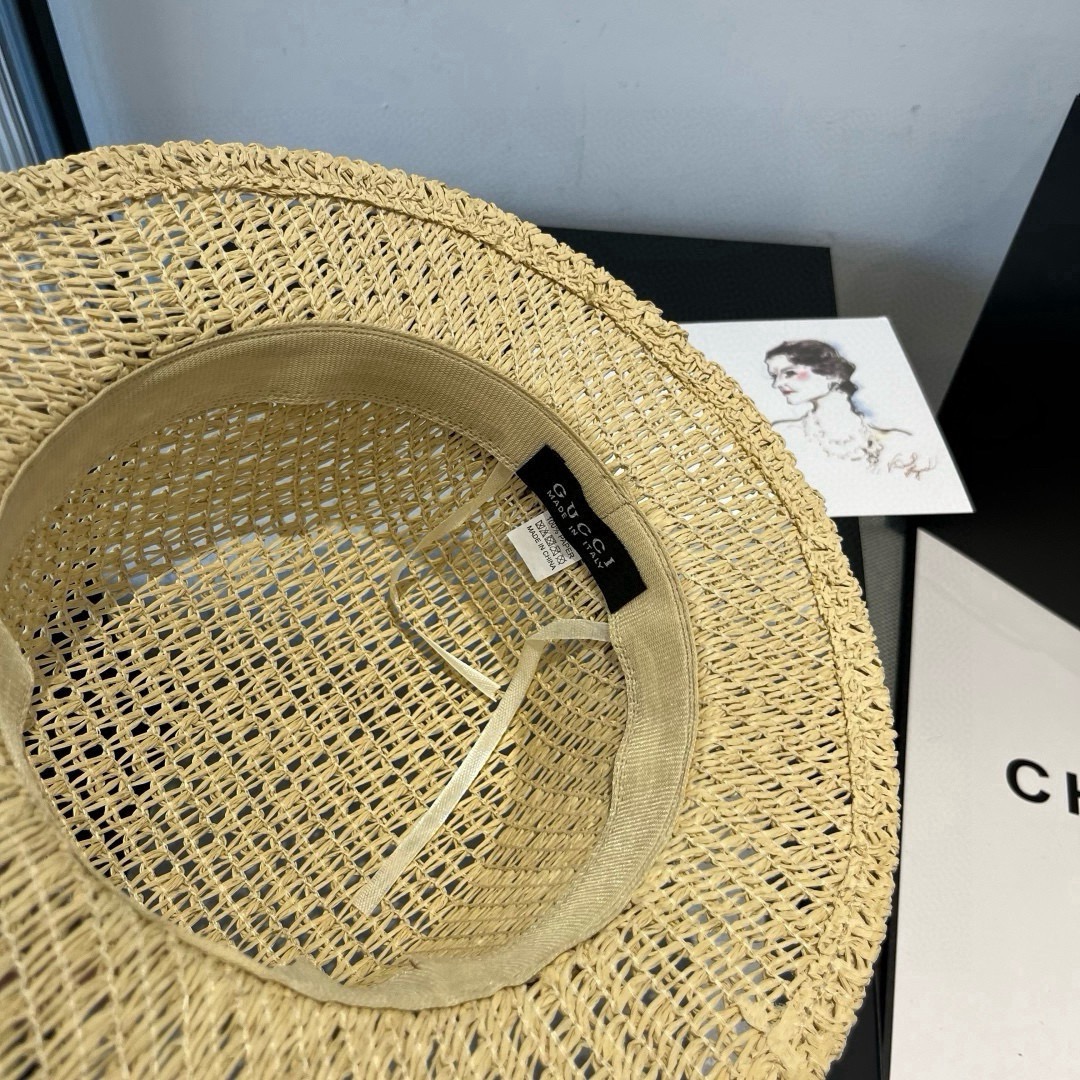🆕

Gucci古奇平顶礼帽，镂空遮阳帽，小礼帽，头围57cm