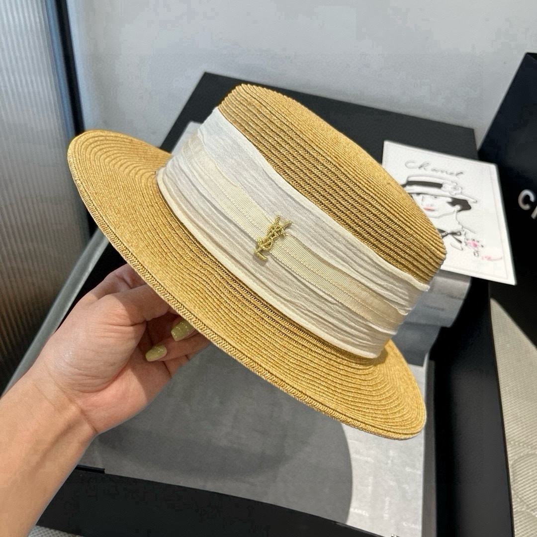 🆕

圣罗兰新款平顶遮阳帽，遮阳草帽，头围57cm