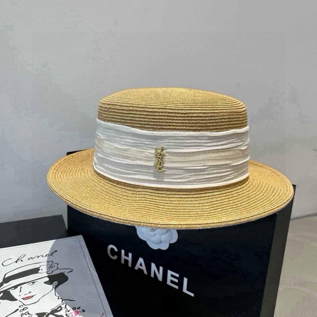 🆕

圣罗兰新款平顶遮阳帽，遮阳草帽，头围57cm