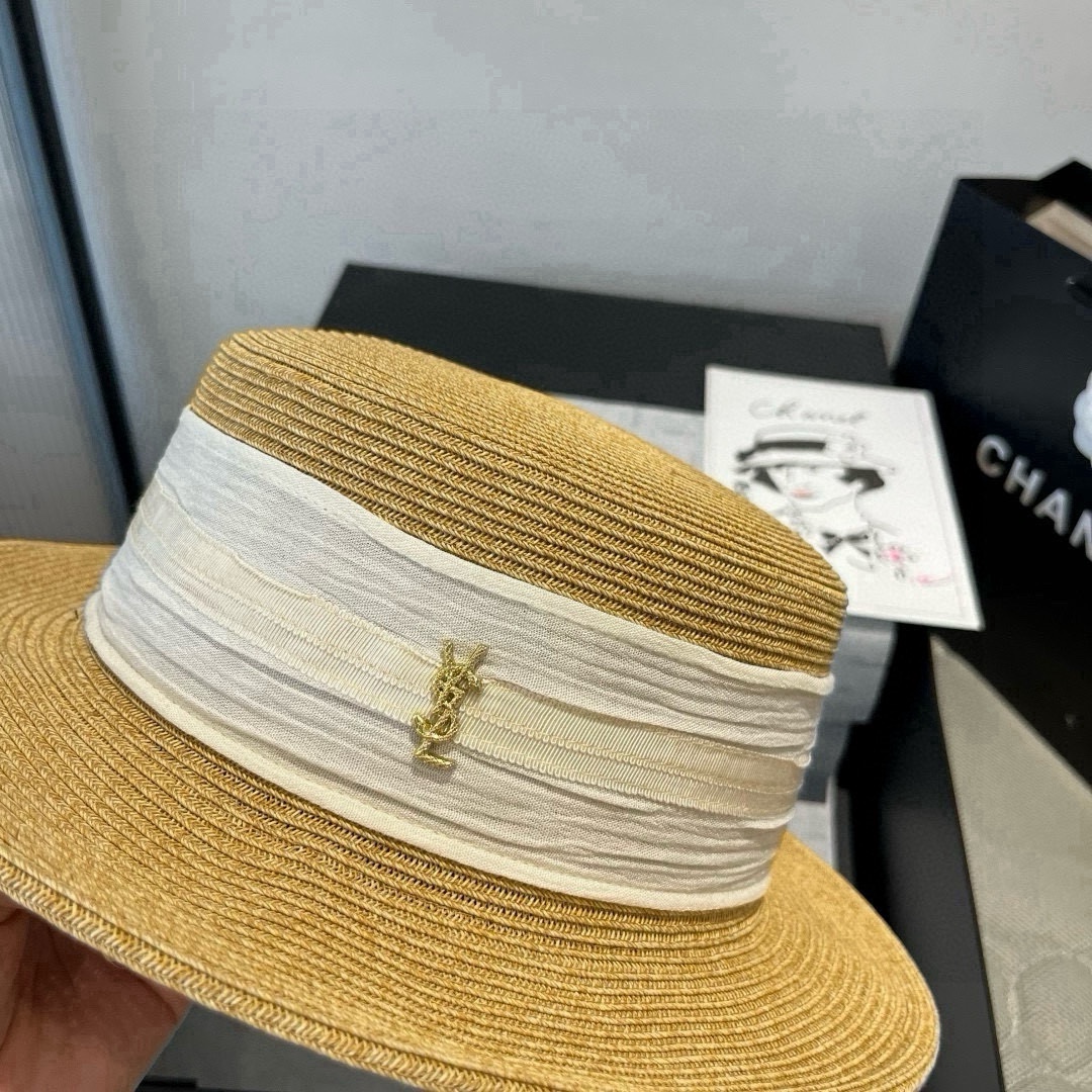 🆕

圣罗兰新款平顶遮阳帽，遮阳草帽，头围57cm