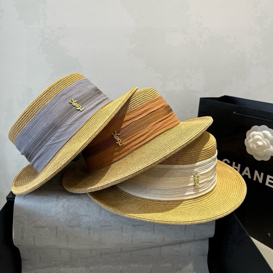 🆕

圣罗兰新款平顶遮阳帽，遮阳草帽，头围57cm