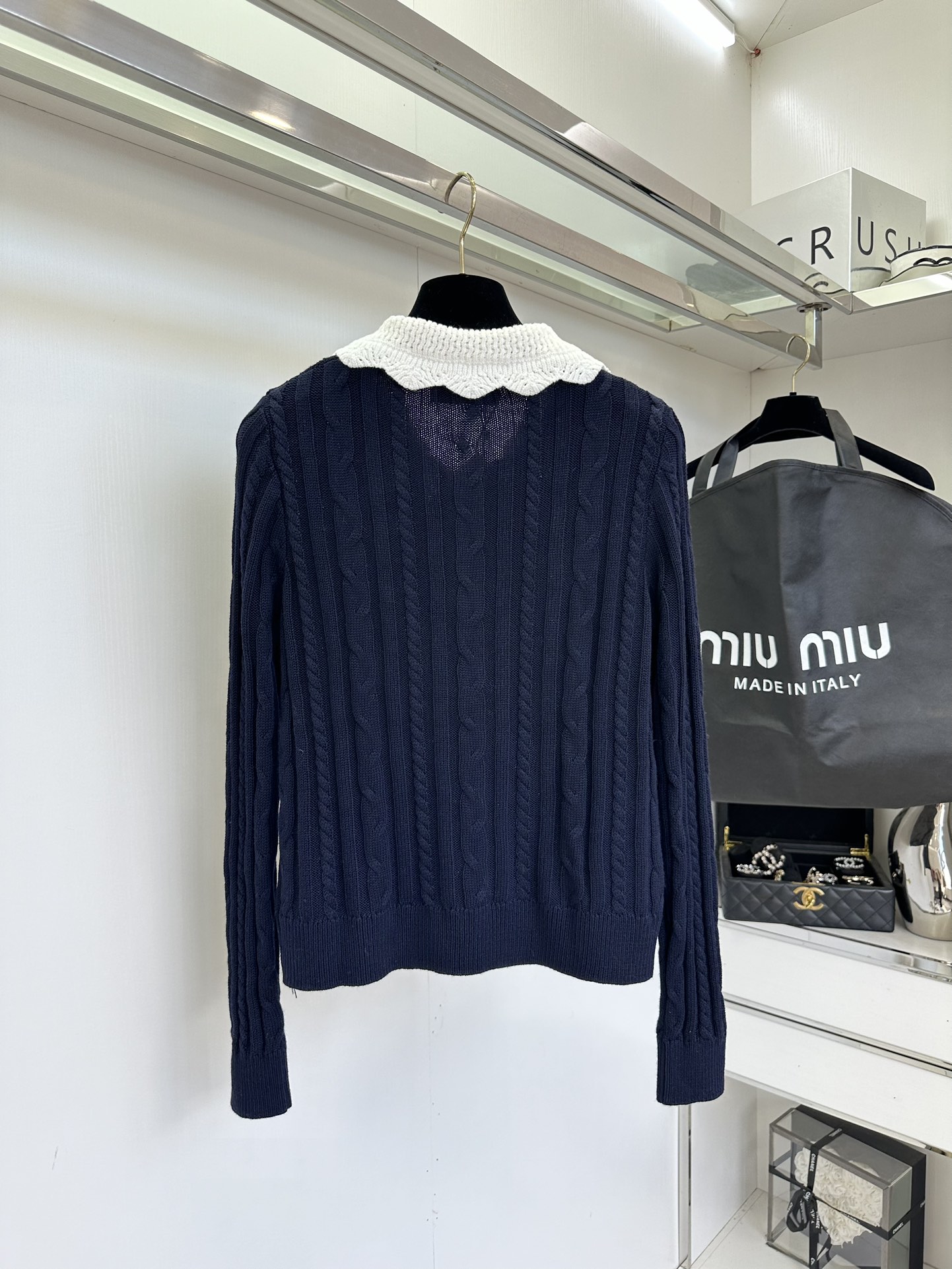 Miu Miu Striped Knit Top with Contrast Collar - Youthful & Slimming 9 i1755961309 1762 7
