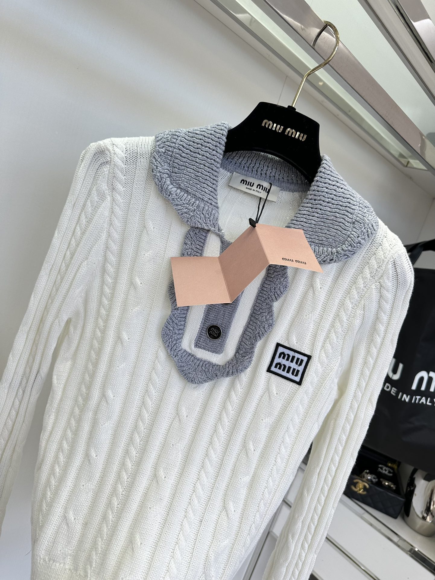 Miu Miu Striped Knit Top with Contrast Collar - Youthful & Slimming 4 i1755961309 2767 2