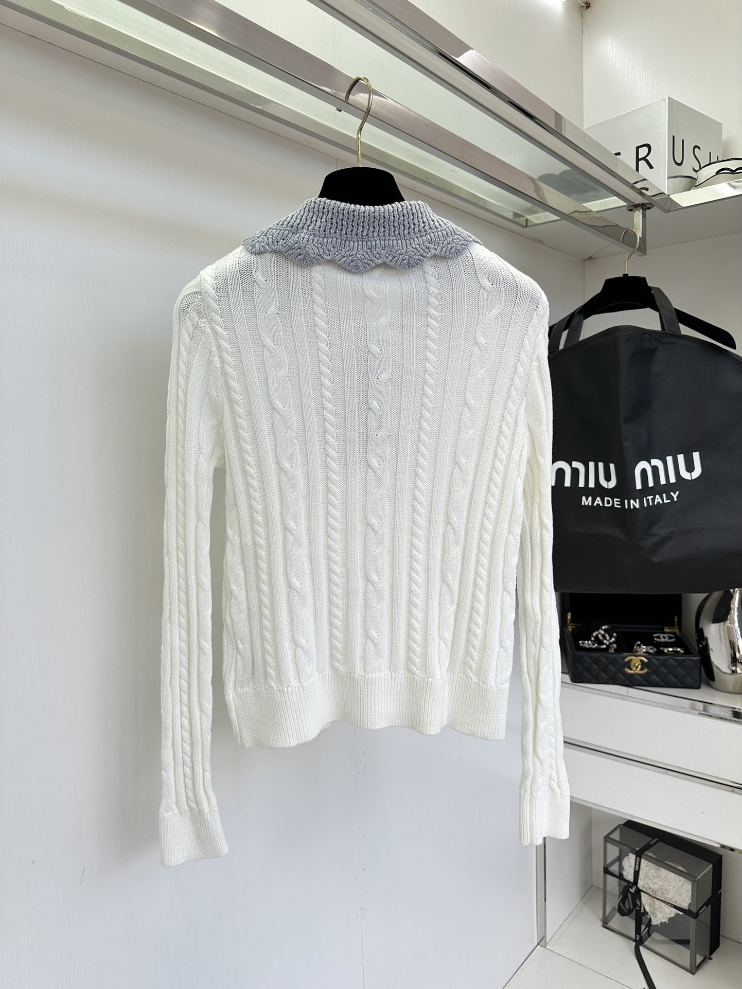 Miu Miu Striped Knit Top with Contrast Collar - Youthful & Slimming 3 i1755961309 6926 1