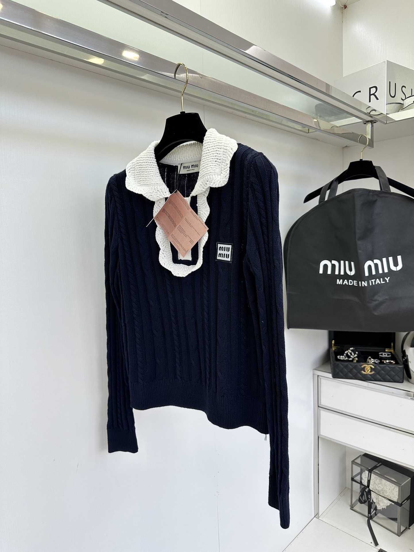 Miu Miu Striped Knit Top with Contrast Collar - Youthful & Slimming 10 i1755961309 9493 8