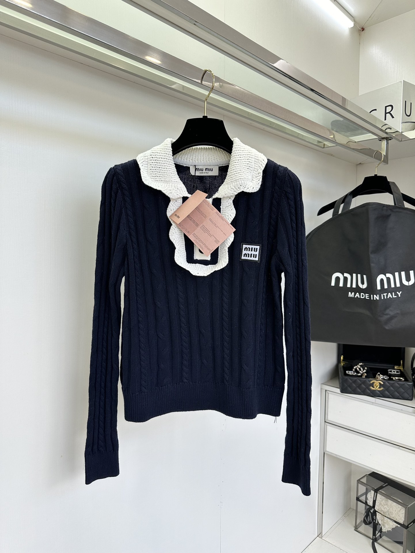 Miu Miu Striped Knit Top with Contrast Collar - Youthful & Slimming 8 i1755961309 9775 6