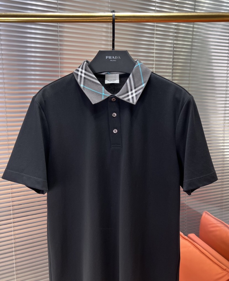  Burberry 巴宝莉25春夏新款男士撞色珠地网眼棉短袖翻领T恤Polo衫，原版珠地棉面料，可商务可