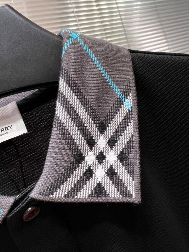  Burberry 巴宝莉25春夏新款男士撞色珠地网眼棉短袖翻领T恤Polo衫，原版珠地棉面料，可商务可
