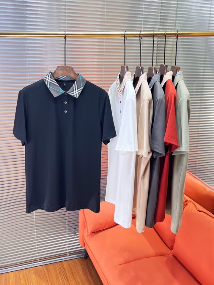  Burberry 巴宝莉25春夏新款男士撞色珠地网眼棉短袖翻领T恤Polo衫，原版珠地棉面料，可商务可