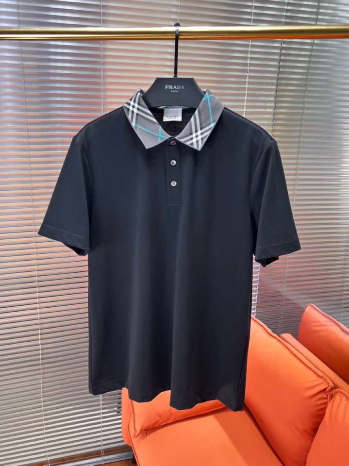  Burberry 巴宝莉25春夏新款男士撞色珠地网眼棉短袖翻领T恤Polo衫，原版珠地棉面料，可商务可
