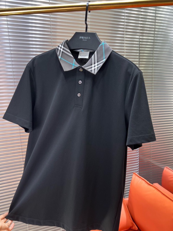  Burberry 巴宝莉25春夏新款男士撞色珠地网眼棉短袖翻领T恤Polo衫，原版珠地棉面料，可商务可