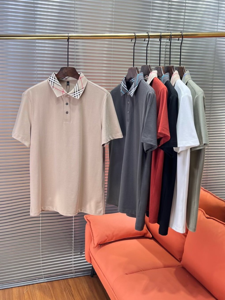  Burberry 巴宝莉25春夏新款男士撞色珠地网眼棉短袖翻领T恤Polo衫，原版珠地棉面料，可商务可