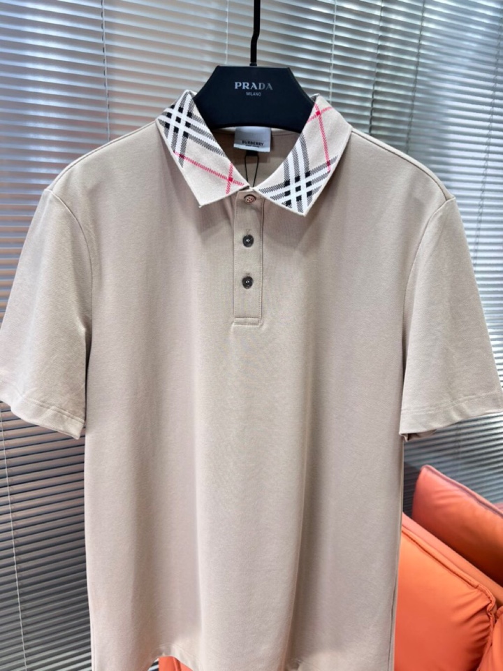  Burberry 巴宝莉25春夏新款男士撞色珠地网眼棉短袖翻领T恤Polo衫，原版珠地棉面料，可商务可