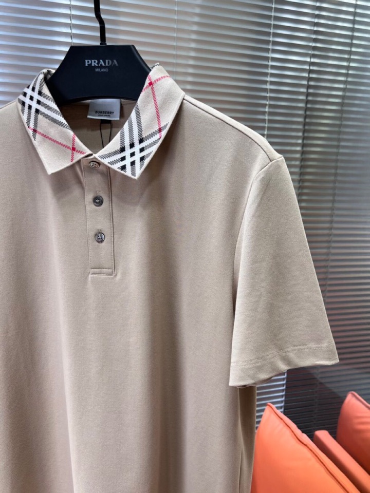  Burberry 巴宝莉25春夏新款男士撞色珠地网眼棉短袖翻领T恤Polo衫，原版珠地棉面料，可商务可