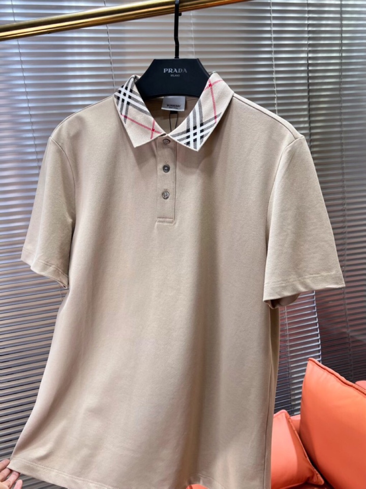  Burberry 巴宝莉25春夏新款男士撞色珠地网眼棉短袖翻领T恤Polo衫，原版珠地棉面料，可商务可