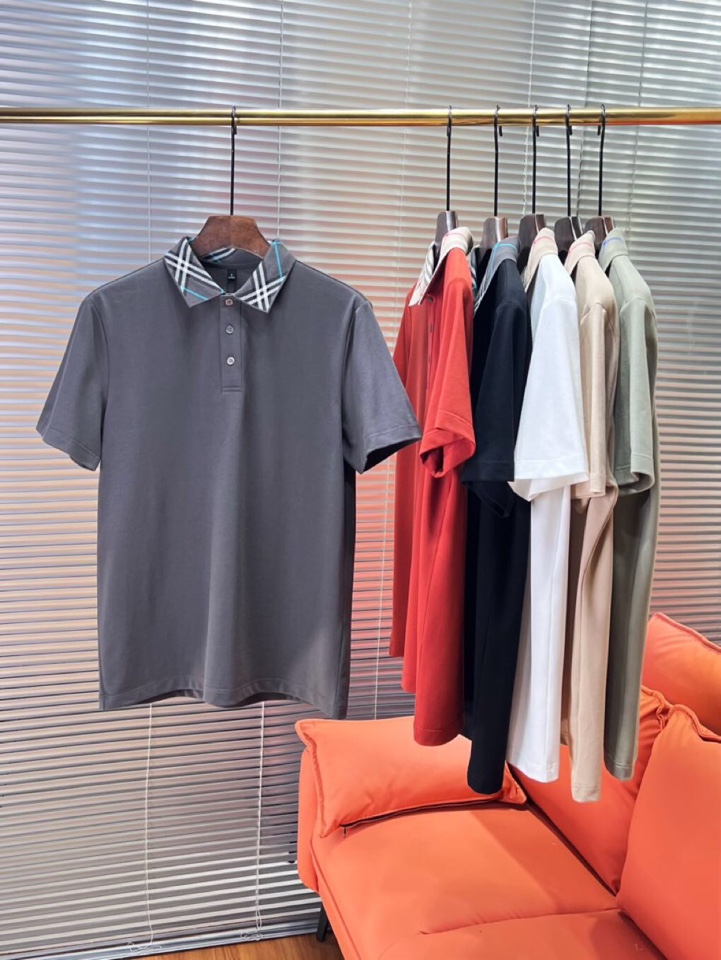  Burberry 巴宝莉25春夏新款男士撞色珠地网眼棉短袖翻领T恤Polo衫，原版珠地棉面料，可商务可