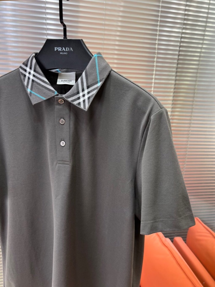  Burberry 巴宝莉25春夏新款男士撞色珠地网眼棉短袖翻领T恤Polo衫，原版珠地棉面料，可商务可