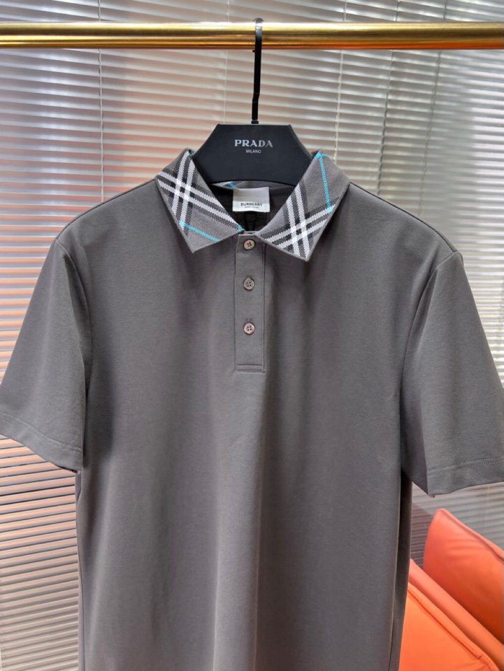  Burberry 巴宝莉25春夏新款男士撞色珠地网眼棉短袖翻领T恤Polo衫，原版珠地棉面料，可商务可