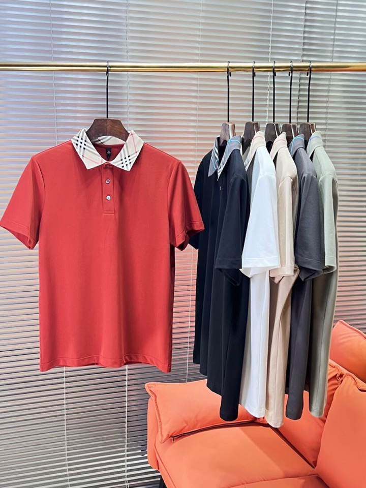  Burberry 巴宝莉25春夏新款男士撞色珠地网眼棉短袖翻领T恤Polo衫，原版珠地棉面料，可商务可