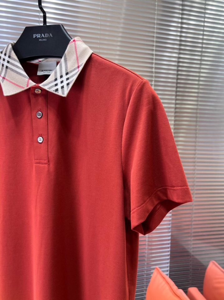  Burberry 巴宝莉25春夏新款男士撞色珠地网眼棉短袖翻领T恤Polo衫，原版珠地棉面料，可商务可