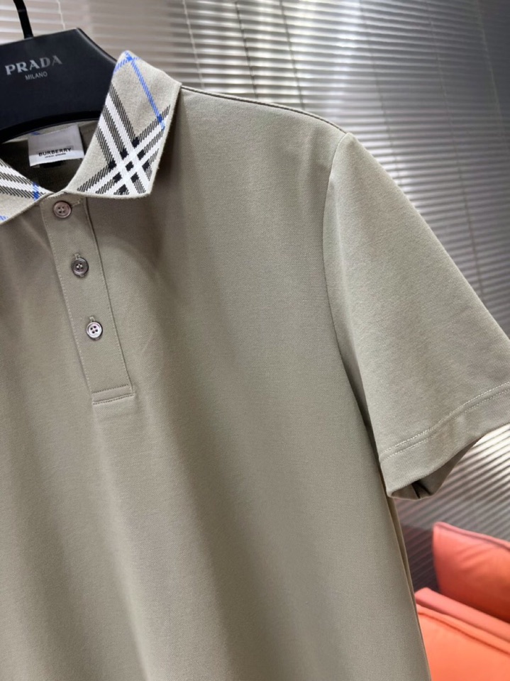  Burberry 巴宝莉25春夏新款男士撞色珠地网眼棉短袖翻领T恤Polo衫，原版珠地棉面料，可商务可