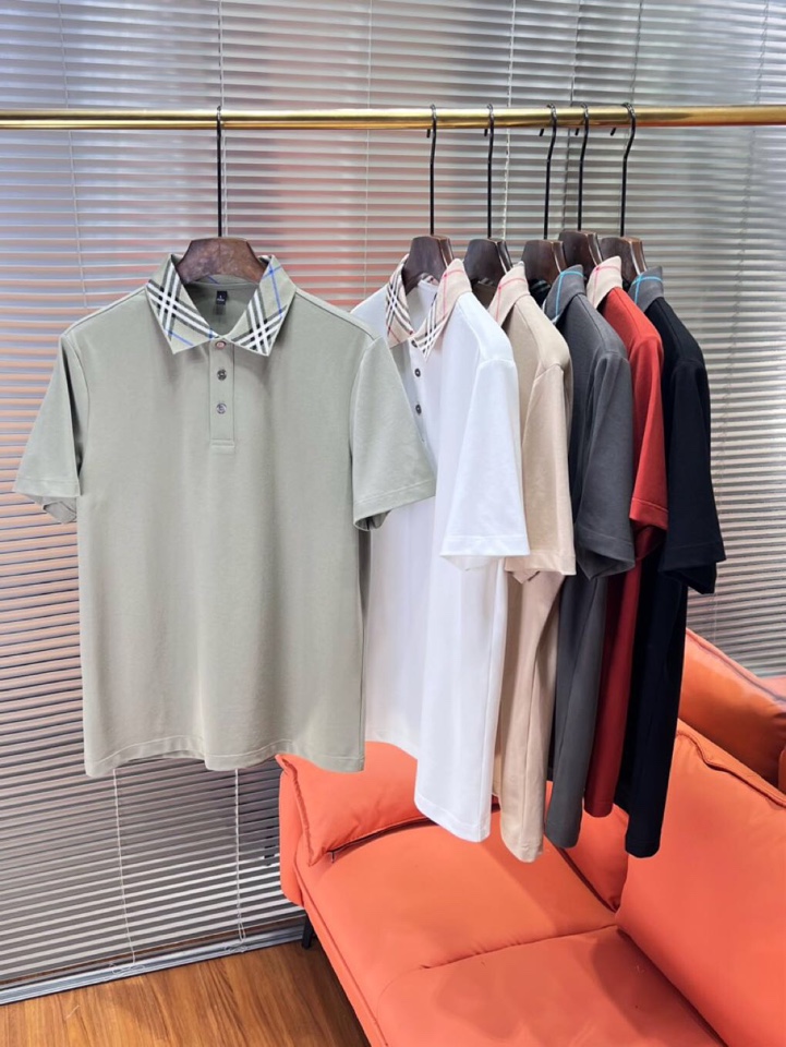  Burberry 巴宝莉25春夏新款男士撞色珠地网眼棉短袖翻领T恤Polo衫，原版珠地棉面料，可商务可