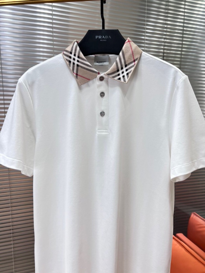  Burberry 巴宝莉25春夏新款男士撞色珠地网眼棉短袖翻领T恤Polo衫，原版珠地棉面料，可商务可