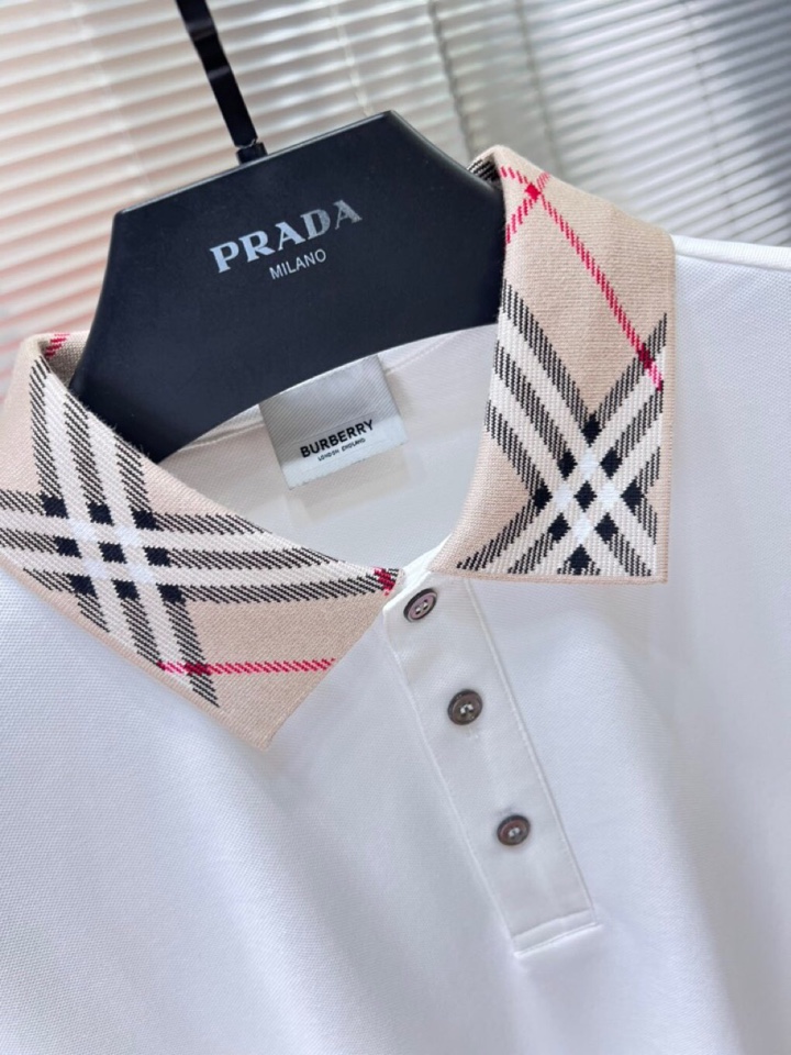  Burberry 巴宝莉25春夏新款男士撞色珠地网眼棉短袖翻领T恤Polo衫，原版珠地棉面料，可商务可