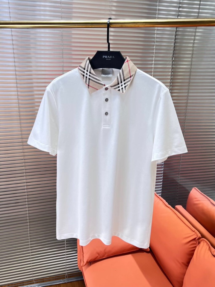  Burberry 巴宝莉25春夏新款男士撞色珠地网眼棉短袖翻领T恤Polo衫，原版珠地棉面料，可商务可