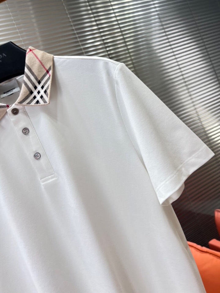  Burberry 巴宝莉25春夏新款男士撞色珠地网眼棉短袖翻领T恤Polo衫，原版珠地棉面料，可商务可