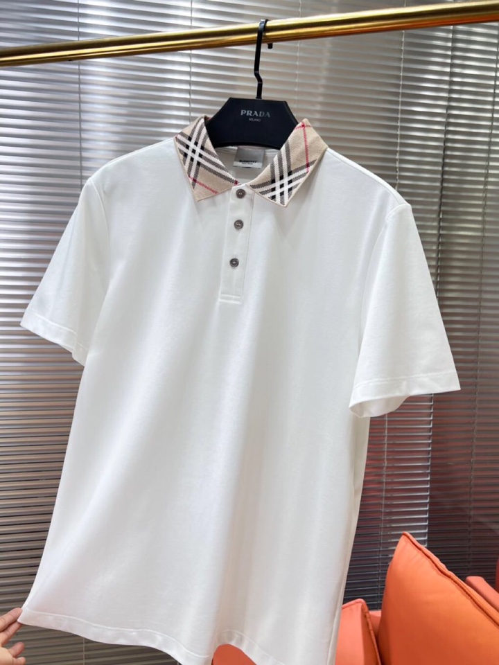  Burberry 巴宝莉25春夏新款男士撞色珠地网眼棉短袖翻领T恤Polo衫，原版珠地棉面料，可商务可