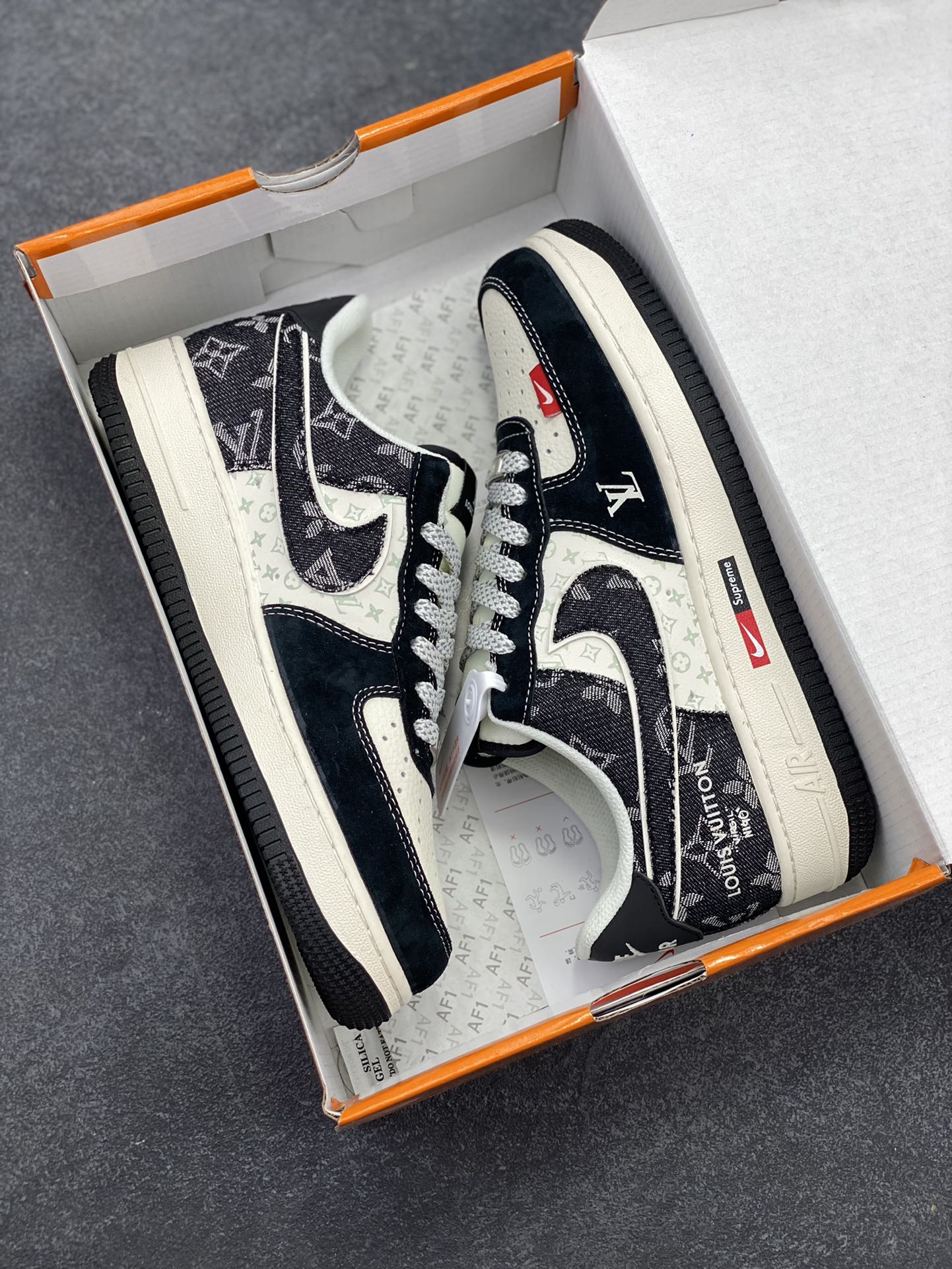 图片[9]-Nike Air Force 1 \’07 Low “LV联名——牛仔猪八米黑”空军一号 低帮 运动鞋 休闲鞋 折边针车 工艺难度大 原楦头原纸板 原装鞋盒 定制五金配件 内置全掌气垫 原厂鞋底 货号：MZ9588-805 尺码：36 36.5 37.5 38 38.5 39 40 40.5 41 42 42.5 43 44 44.5 45-选品中心