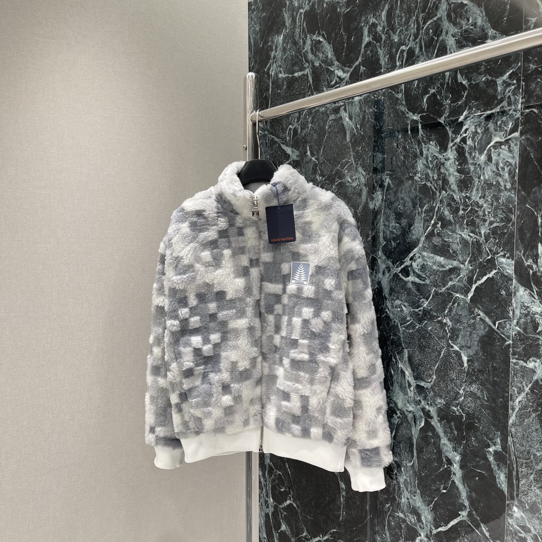 
路易 25早秋新款 羊羔绒拉链夹克外套 YB定制马赛克罗纹拼接!环保人造毛 减龄少女气质帅气又时髦!经