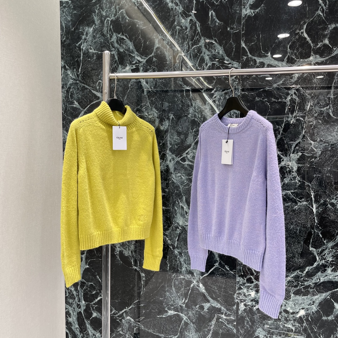 
CE 25早秋新款 高领针织毛衣 下摆刺绣凯旋门图案 彰显品牌格调 边均以螺纹竖坑条收紧 弹力十足 胸