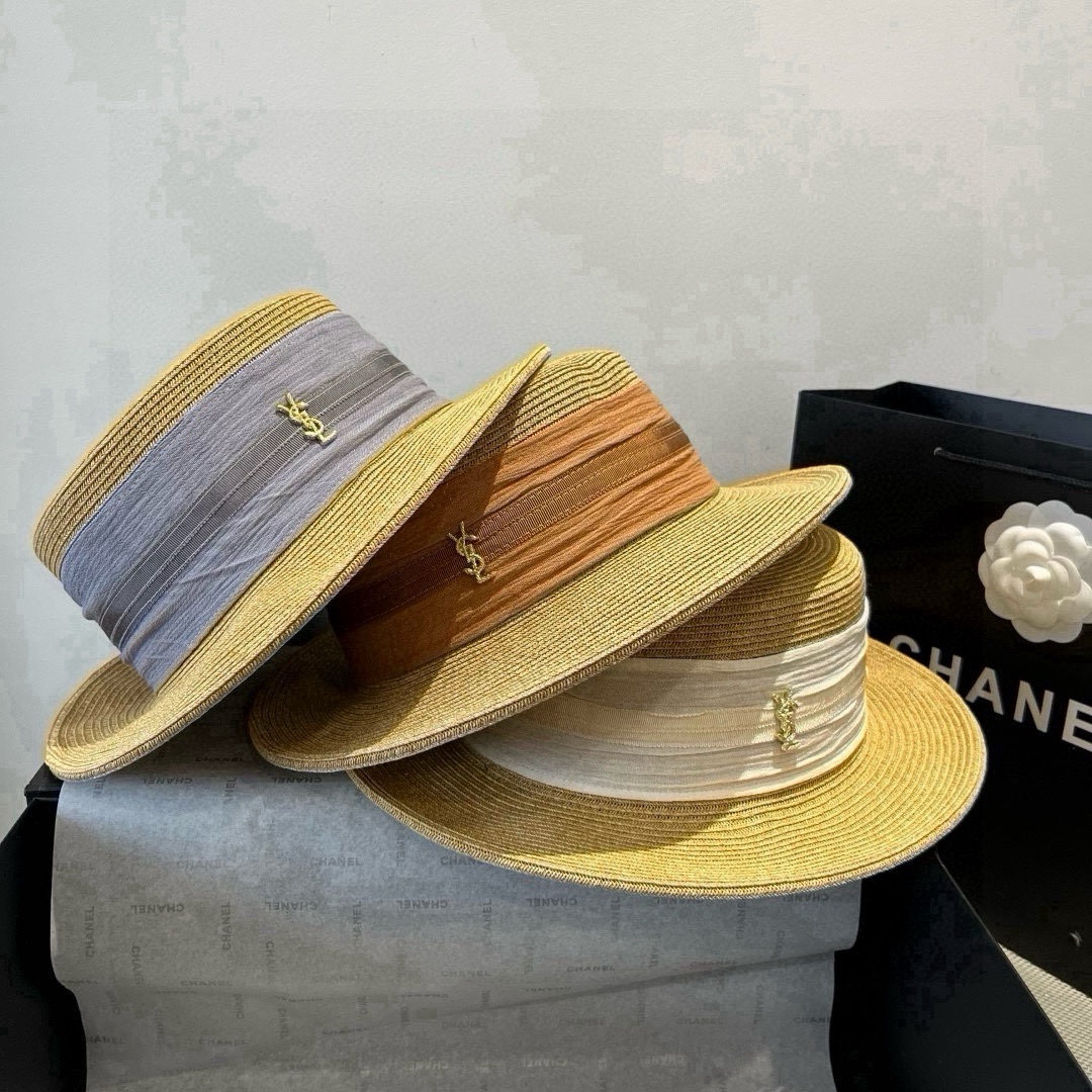 🆕

圣罗兰新款平顶遮阳帽，遮阳草帽，头围57cm