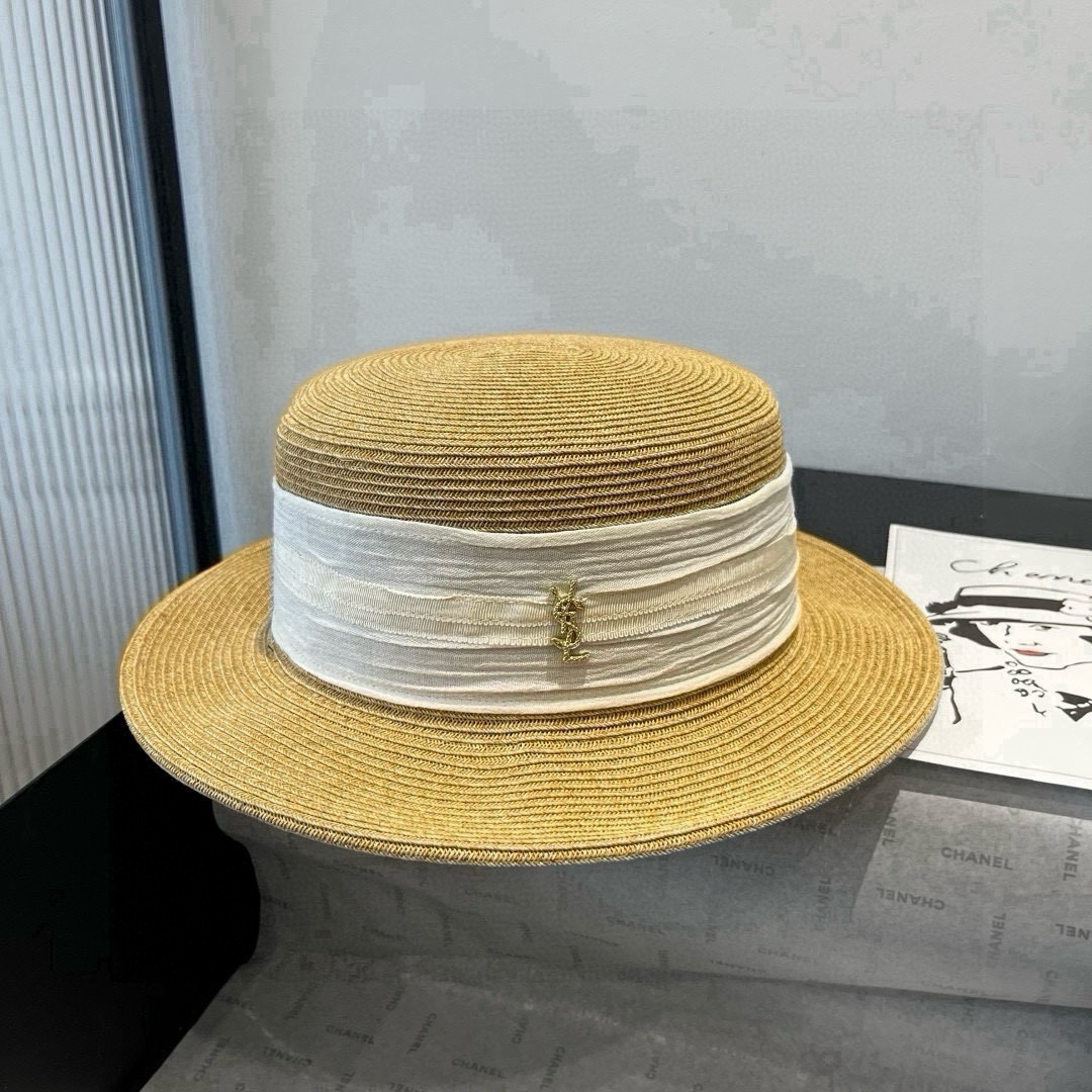 🆕

圣罗兰新款平顶遮阳帽，遮阳草帽，头围57cm